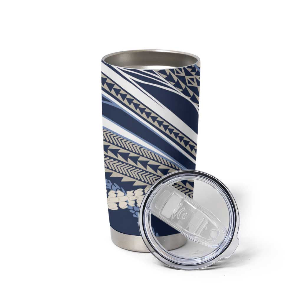 Polynesian Puakeniken Pikake Twisted Lei Tumbler Cup Navy Blue - Polynesian Pride