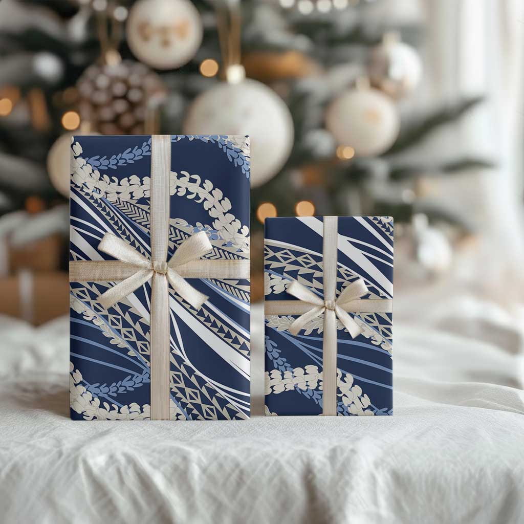 Polynesian Puakeniken Pikake Twisted Lei Wrapping Paper Navy Blue LT7 - Polynesian Pride