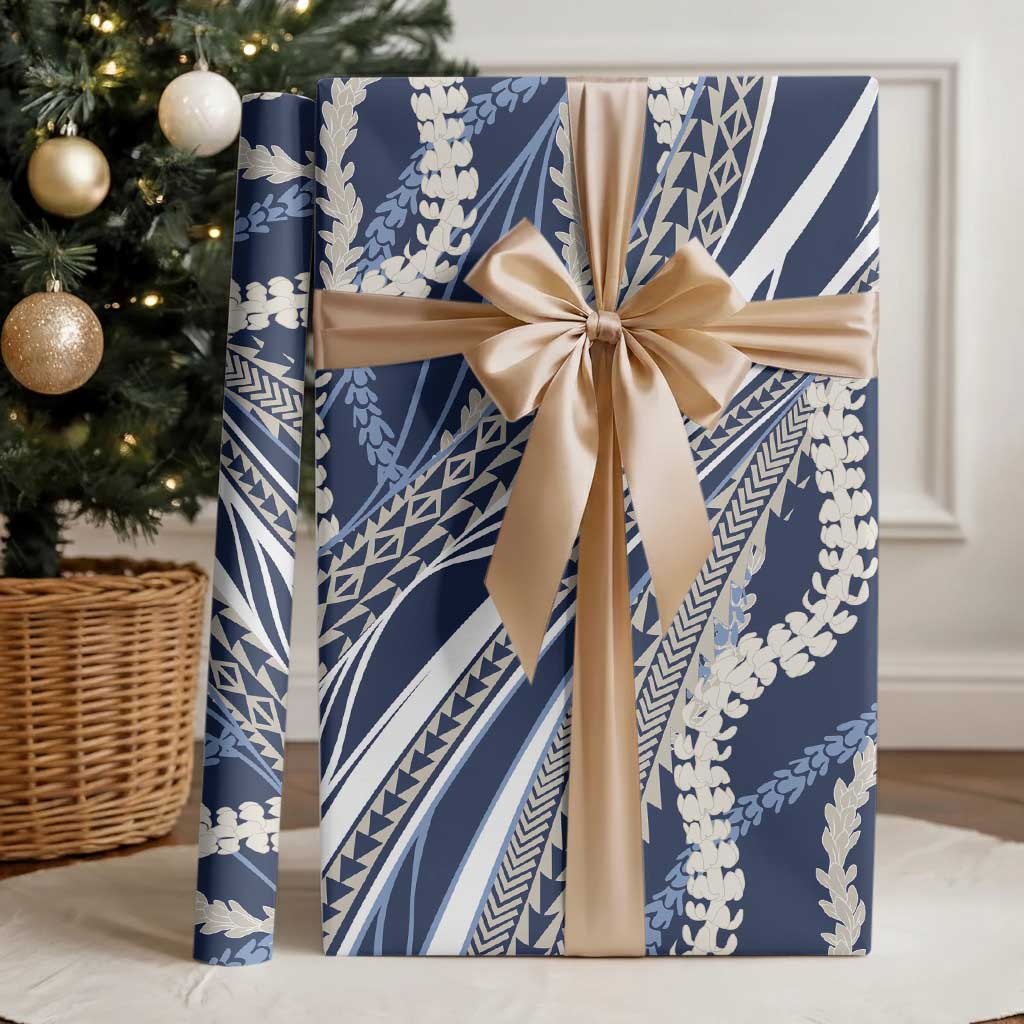 Polynesian Puakeniken Pikake Twisted Lei Wrapping Paper Navy Blue LT7 - Polynesian Pride
