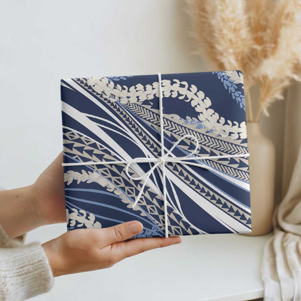 Polynesian Puakeniken Pikake Twisted Lei Wrapping Paper Navy Blue LT7 - Polynesian Pride