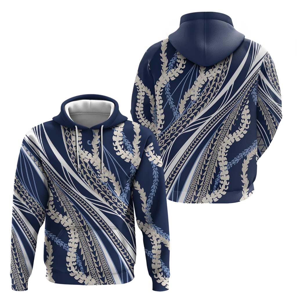 Polynesian Puakeniken Pikake Twisted Lei Zip Hoodie Navy Blue LT7 - Polynesian Pride