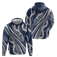 Polynesian Puakeniken Pikake Twisted Lei Zip Hoodie Navy Blue LT7 - Polynesian Pride