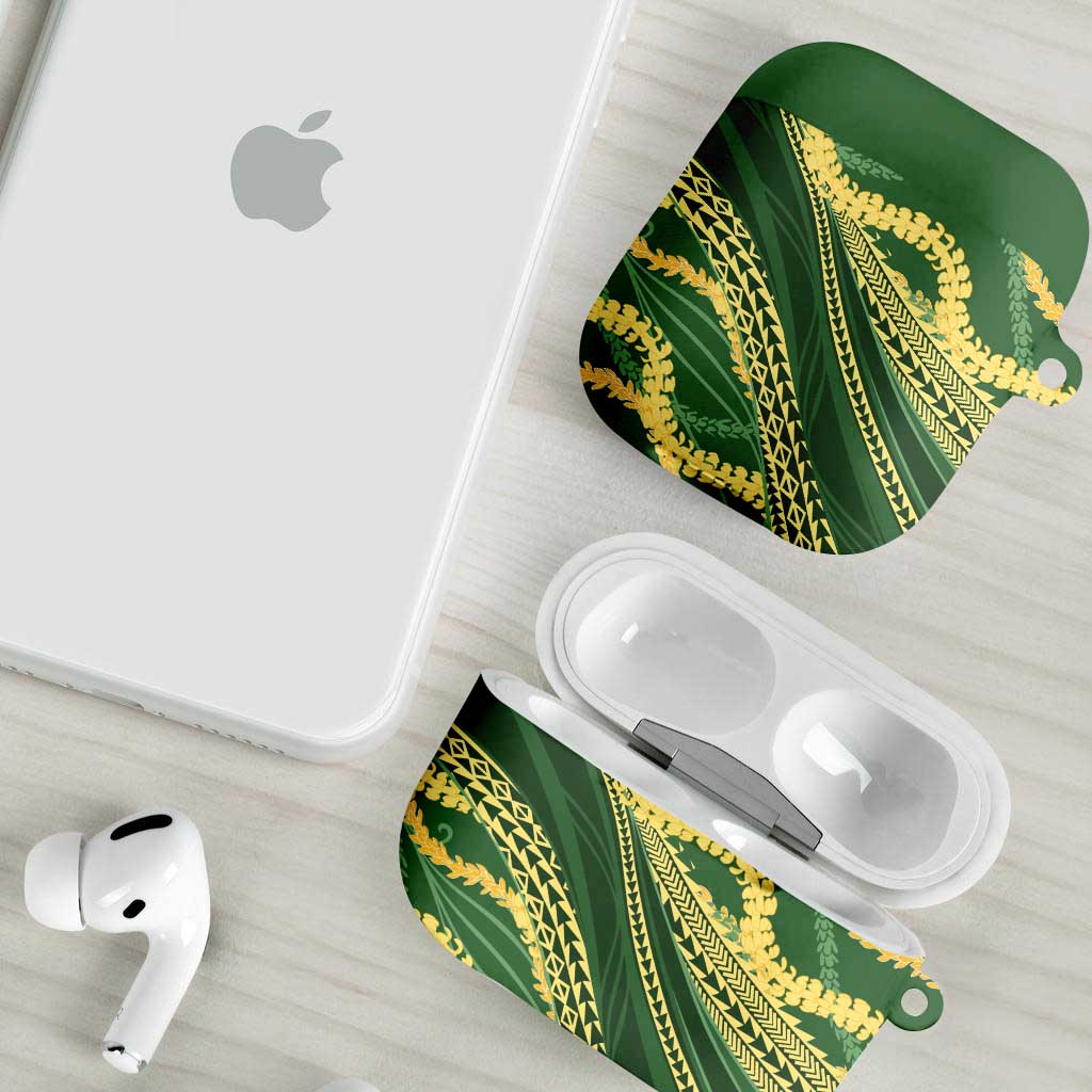 Polynesian Puakeniken Pikake Twisted Lei AirPods Case Emerald - Polynesian Pride