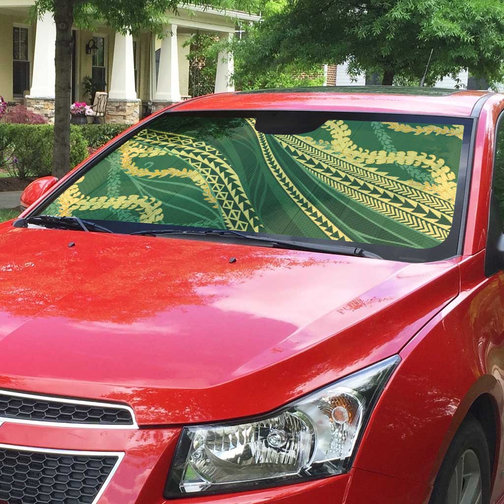 Polynesian Puakeniken Pikake Twisted Lei Auto Sun Shade Emerald - Polynesian Pride
