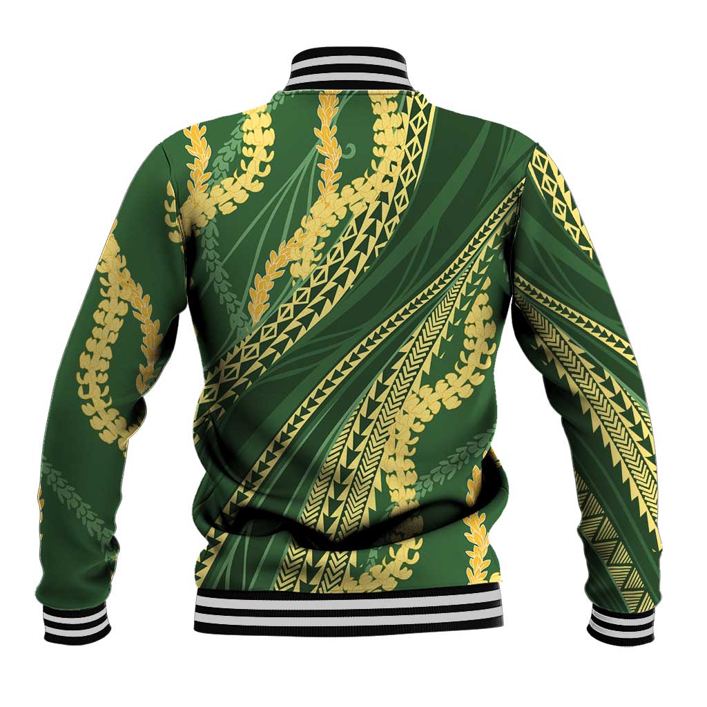 Polynesian Puakeniken Pikake Twisted Lei Baseball Jacket Emerald LT7 - Polynesian Pride