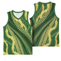Polynesian Puakeniken Pikake Twisted Lei Basketball Jersey Emerald LT7 - Polynesian Pride