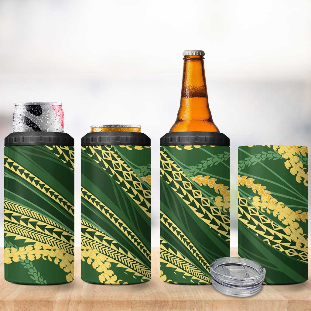Polynesian Puakeniken Pikake Twisted Lei 4 in 1 Can Cooler Tumbler Emerald LT7 - Polynesian Pride