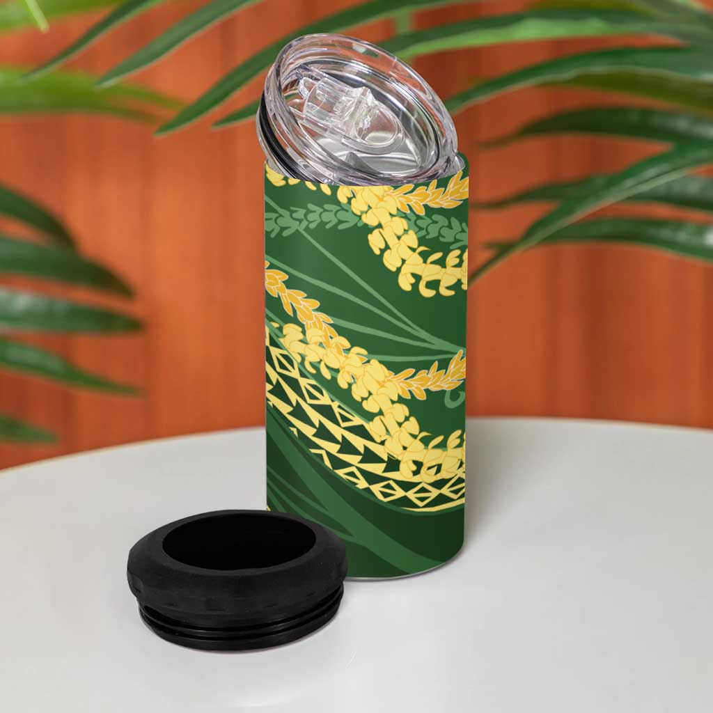 Polynesian Puakeniken Pikake Twisted Lei 4 in 1 Can Cooler Tumbler Emerald LT7 - Polynesian Pride