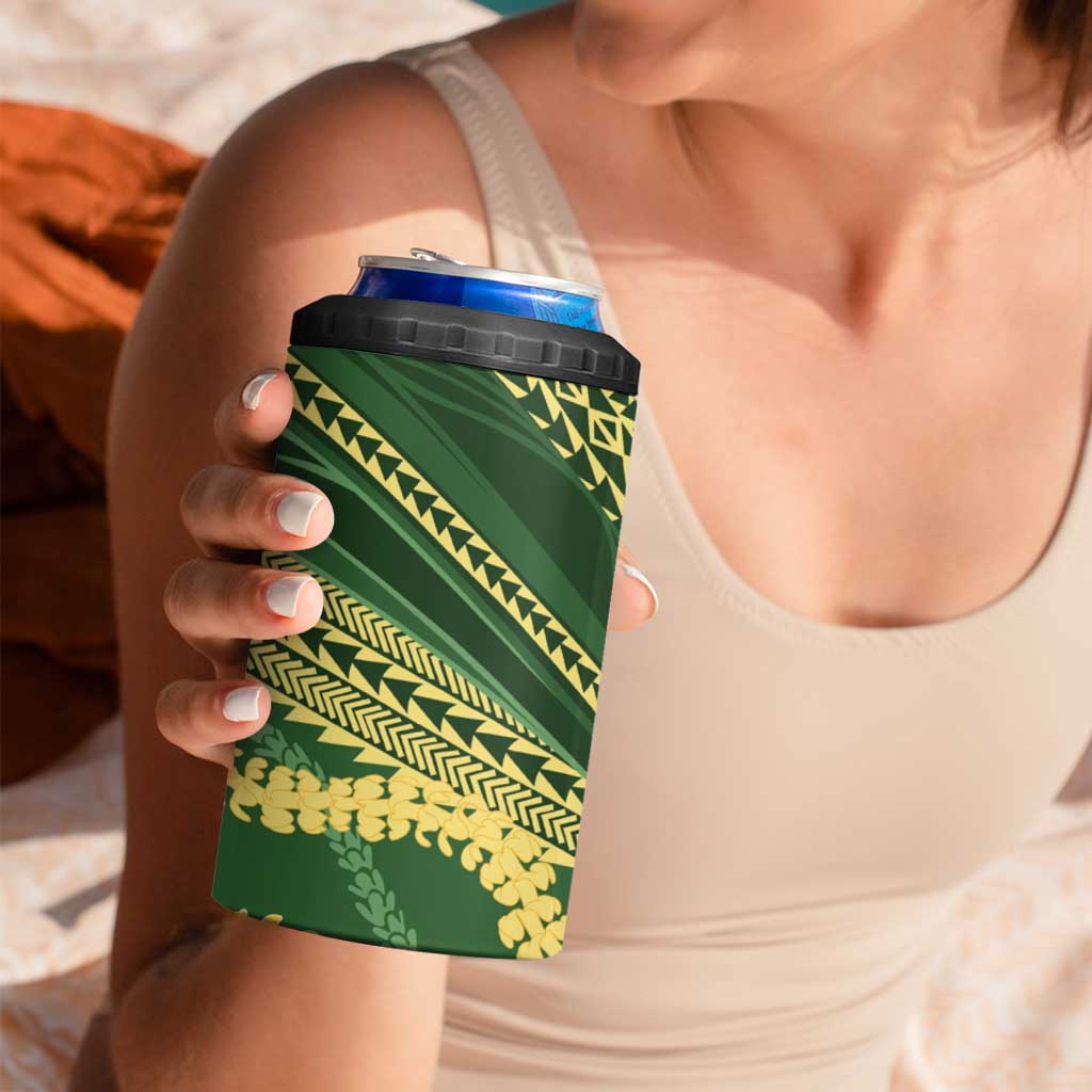 Polynesian Puakeniken Pikake Twisted Lei 4 in 1 Can Cooler Tumbler Emerald LT7 - Polynesian Pride