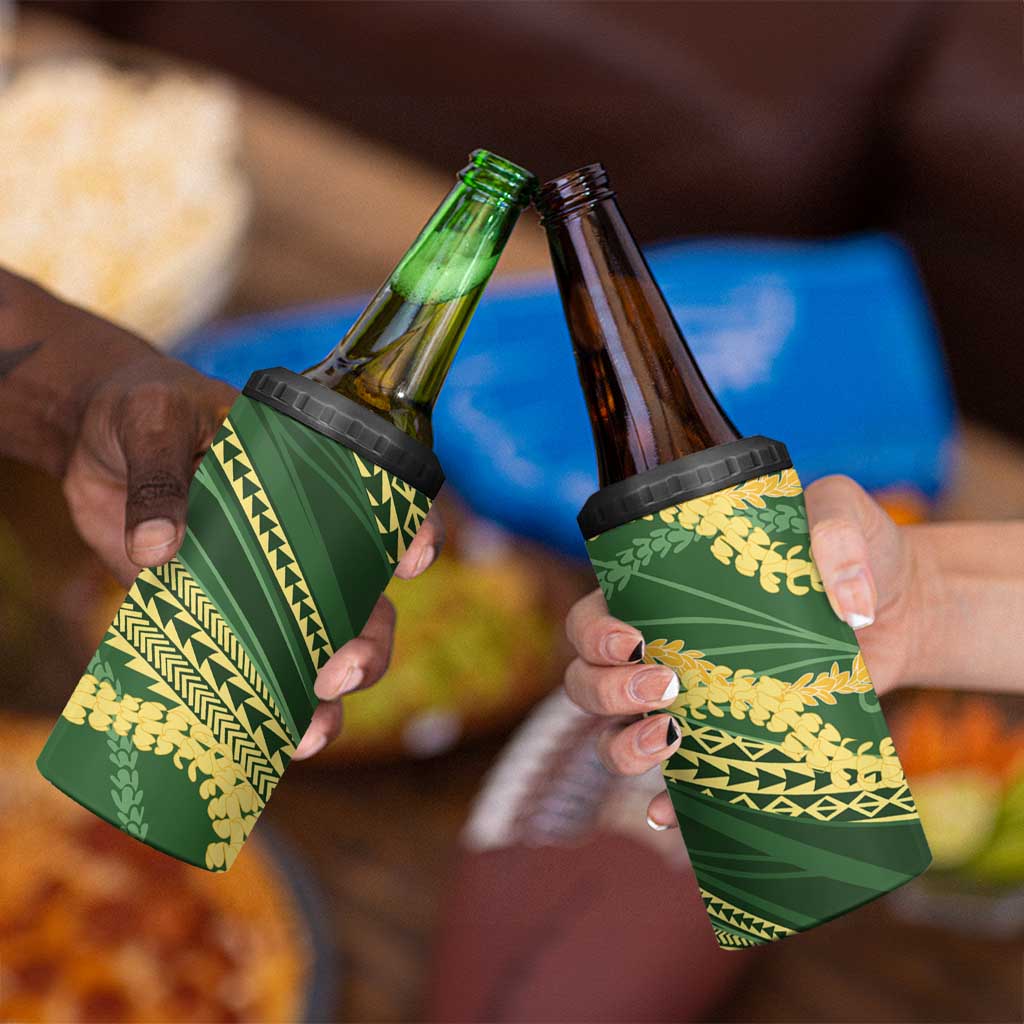 Polynesian Puakeniken Pikake Twisted Lei 4 in 1 Can Cooler Tumbler Emerald LT7 - Polynesian Pride
