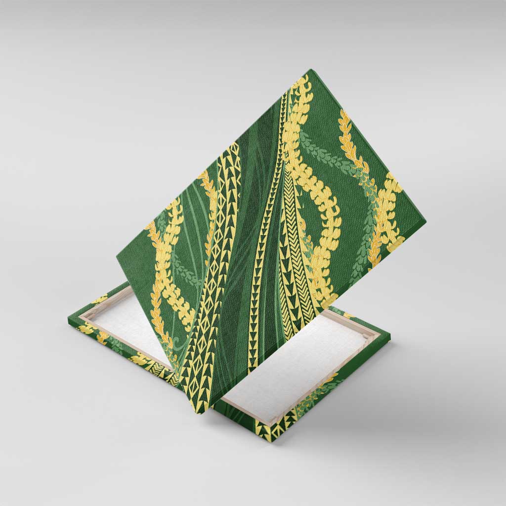 Polynesian Puakeniken Pikake Twisted Lei Canvas Wall Art Emerald LT7 With Frame Emerald - Polynesian Pride