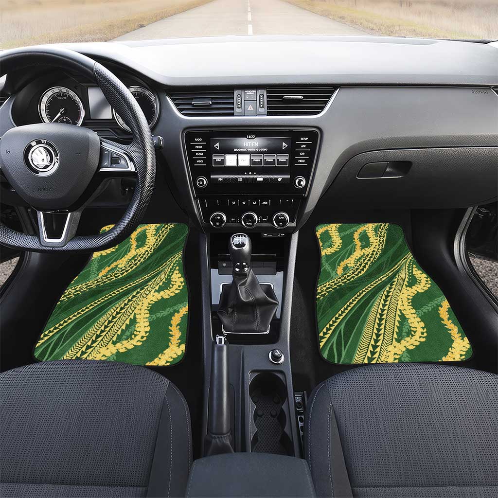 Polynesian Puakeniken Pikake Twisted Lei Car Mats Emerald LT7 Set 2pcs - Front Emerald - Polynesian Pride