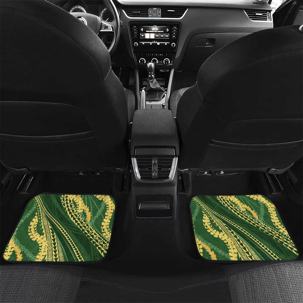 Polynesian Puakeniken Pikake Twisted Lei Car Mats Emerald LT7 Set 2pcs - Back Emerald - Polynesian Pride