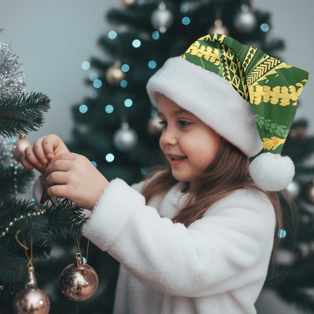Polynesian Puakeniken Pikake Twisted Lei Christmas Santa Hat Emerald - Polynesian Pride