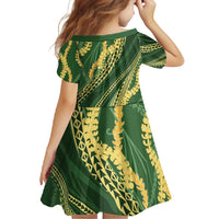 Polynesian Puakeniken Pikake Twisted Lei Family Matching Off Shoulder Maxi Dress and Hawaiian Shirt Emerald - Polynesian Pride