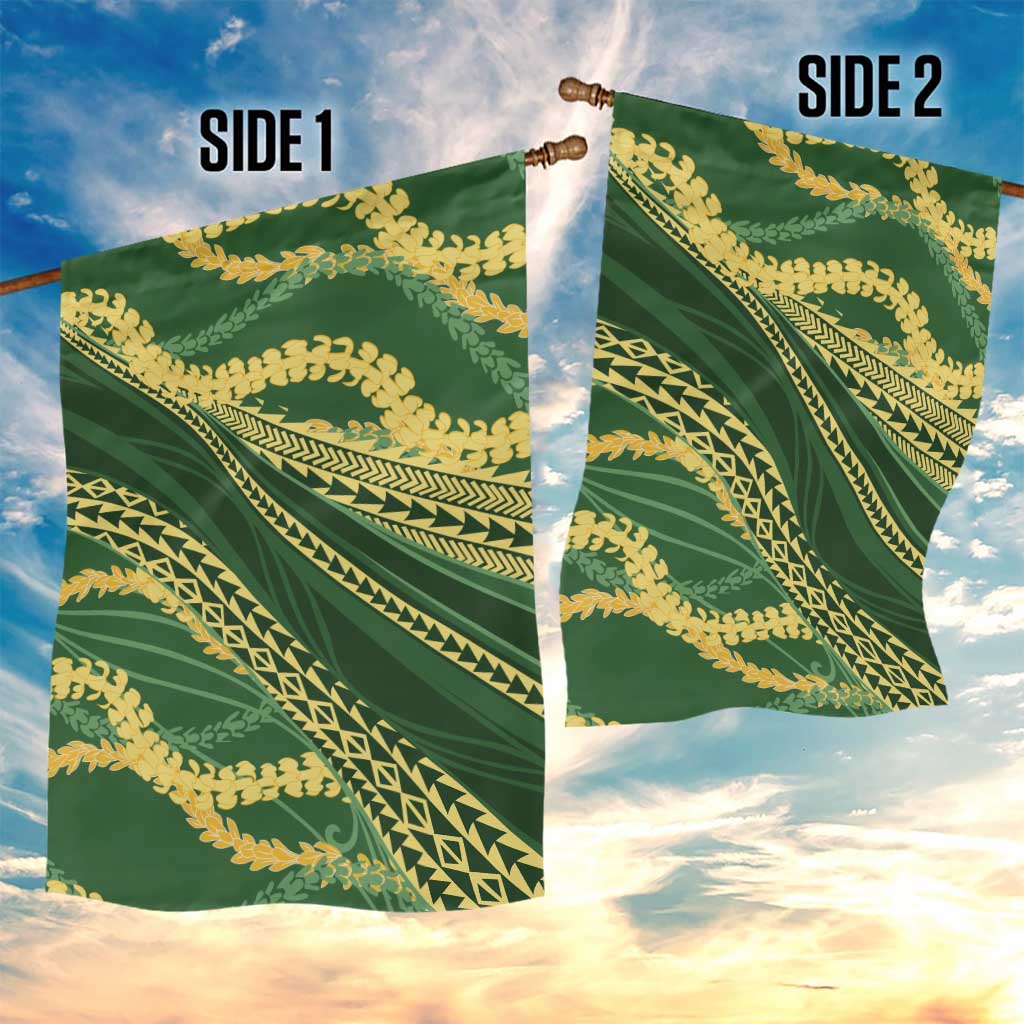 Polynesian Puakeniken Pikake Twisted Lei Garden Flag Emerald - Polynesian Pride