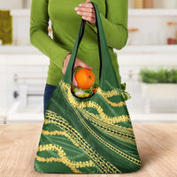 Polynesian Puakeniken Pikake Twisted Lei Grocery Bag Emerald - Polynesian Pride