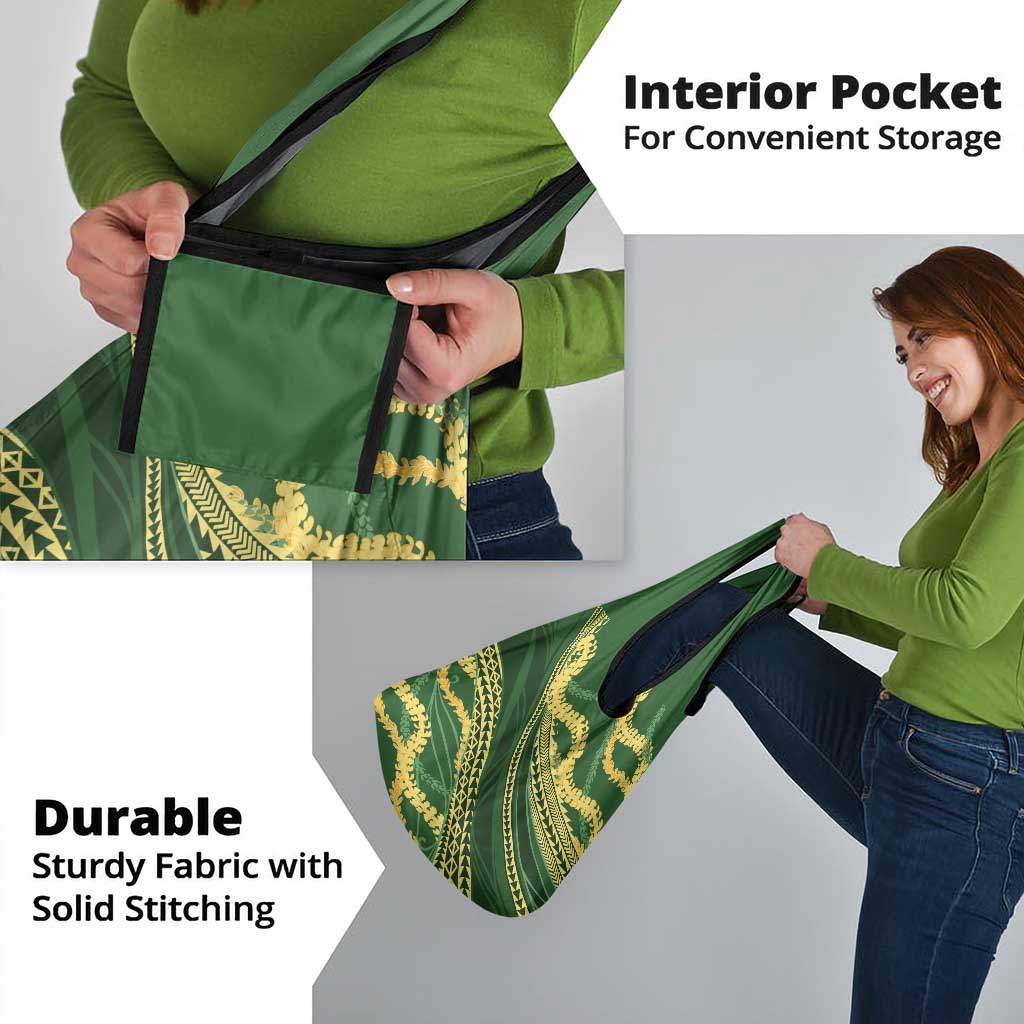 Polynesian Puakeniken Pikake Twisted Lei Grocery Bag Emerald - Polynesian Pride