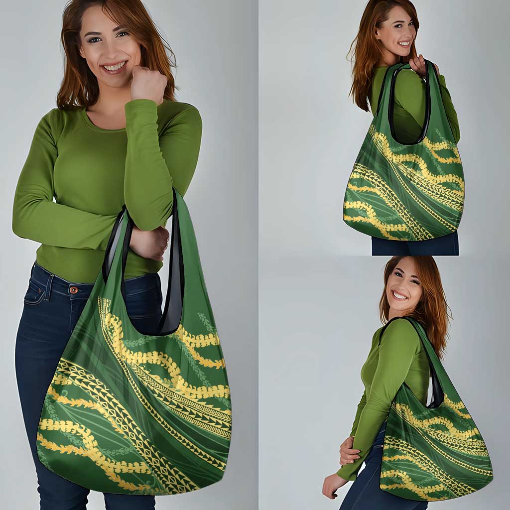 Polynesian Puakeniken Pikake Twisted Lei Grocery Bag Emerald - Polynesian Pride
