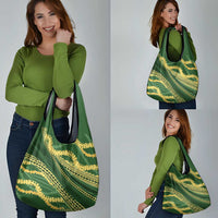 Polynesian Puakeniken Pikake Twisted Lei Grocery Bag Emerald - Polynesian Pride