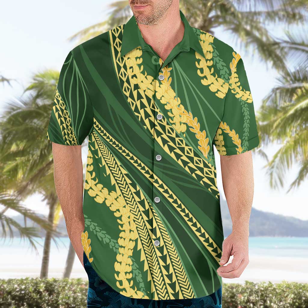 Polynesian Puakeniken Pikake Twisted Lei Hawaiian Shirt Emerald - Polynesian Pride