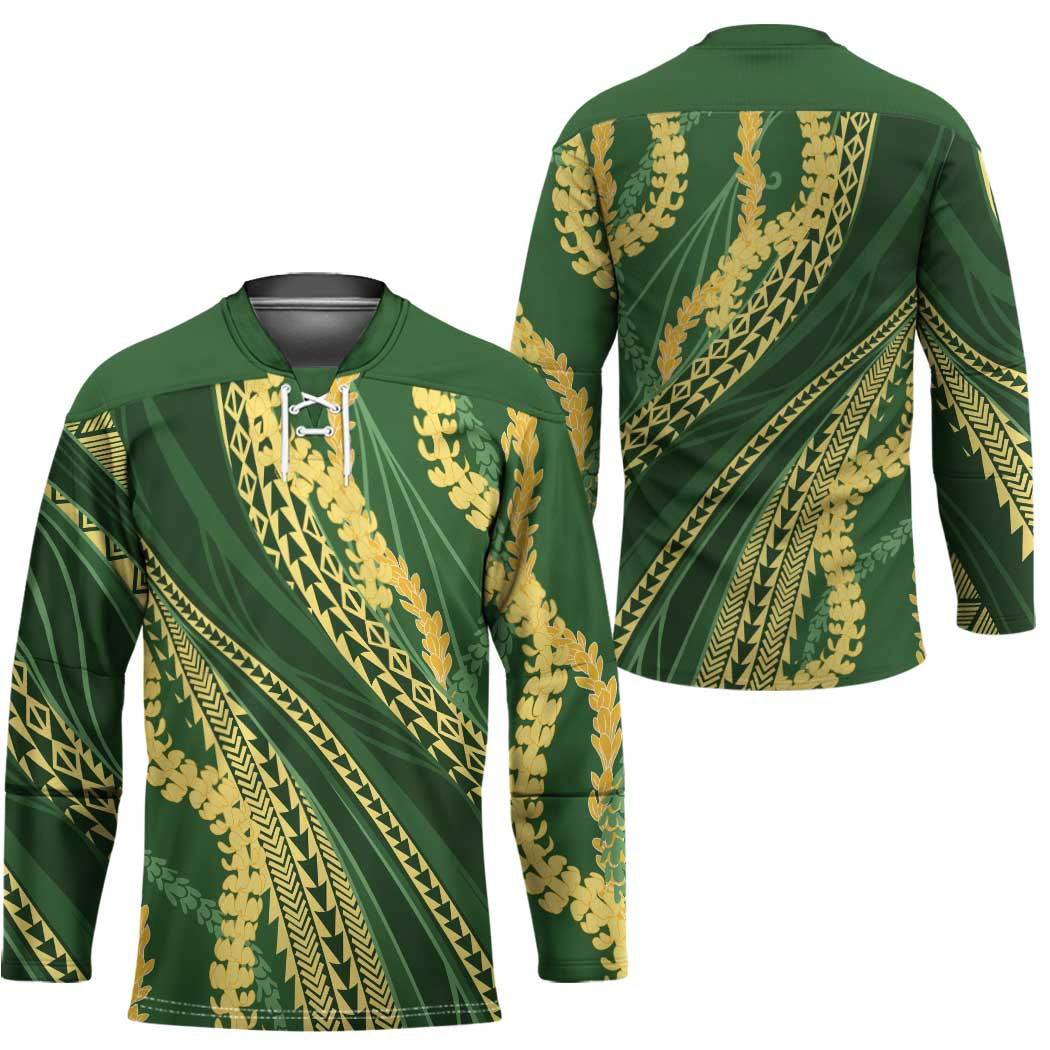 Polynesian Puakeniken Pikake Twisted Lei Hockey Jersey Emerald - Polynesian Pride