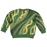 Polynesian Puakeniken Pikake Twisted Lei Kid Ugly Christmas Sweater Emerald - Polynesian Pride