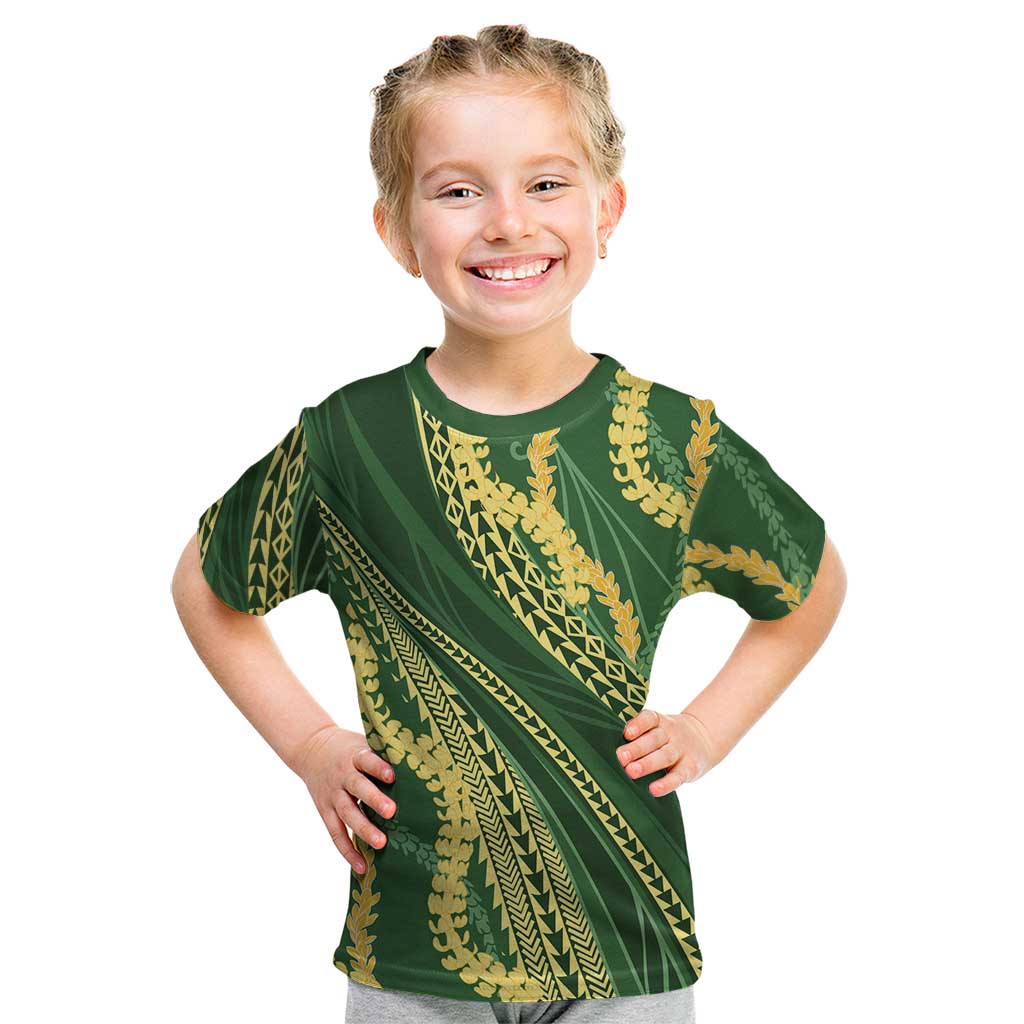 Polynesian Puakeniken Pikake Twisted Lei Kid T Shirt Emerald LT7 Emerald - Polynesian Pride