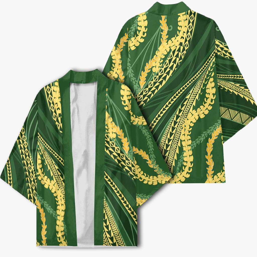 Polynesian Puakeniken Pikake Twisted Lei Kimono Emerald - Polynesian Pride