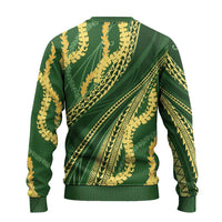 Polynesian Puakeniken Pikake Twisted Lei Ugly Christmas Sweater Emerald - Polynesian Pride