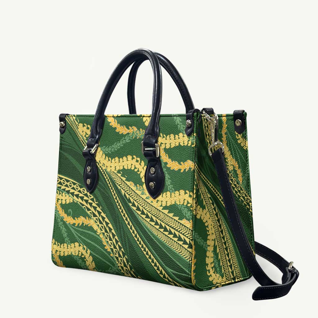 Polynesian Puakeniken Pikake Twisted Lei Leather Bag Emerald LT7 Emerald - Polynesian Pride