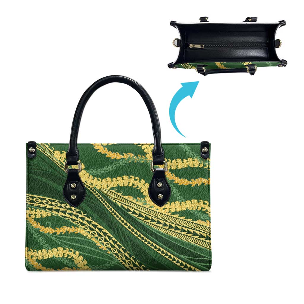 Polynesian Puakeniken Pikake Twisted Lei Leather Bag Emerald LT7 - Polynesian Pride