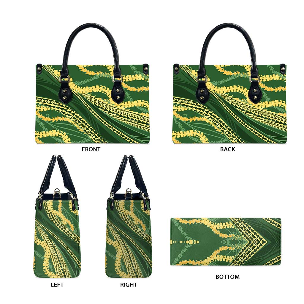 Polynesian Puakeniken Pikake Twisted Lei Leather Bag Emerald LT7 - Polynesian Pride