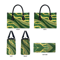 Polynesian Puakeniken Pikake Twisted Lei Leather Bag Emerald LT7 - Polynesian Pride
