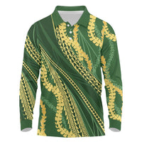 Polynesian Puakeniken Pikake Twisted Lei Long Sleeve Polo Shirt Emerald LT7 Emerald - Polynesian Pride