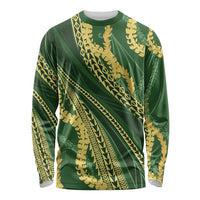Polynesian Puakeniken Pikake Twisted Lei Long Sleeve Shirt Emerald LT7 Unisex Emerald - Polynesian Pride