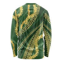 Polynesian Puakeniken Pikake Twisted Lei Long Sleeve Shirt Emerald LT7 - Polynesian Pride