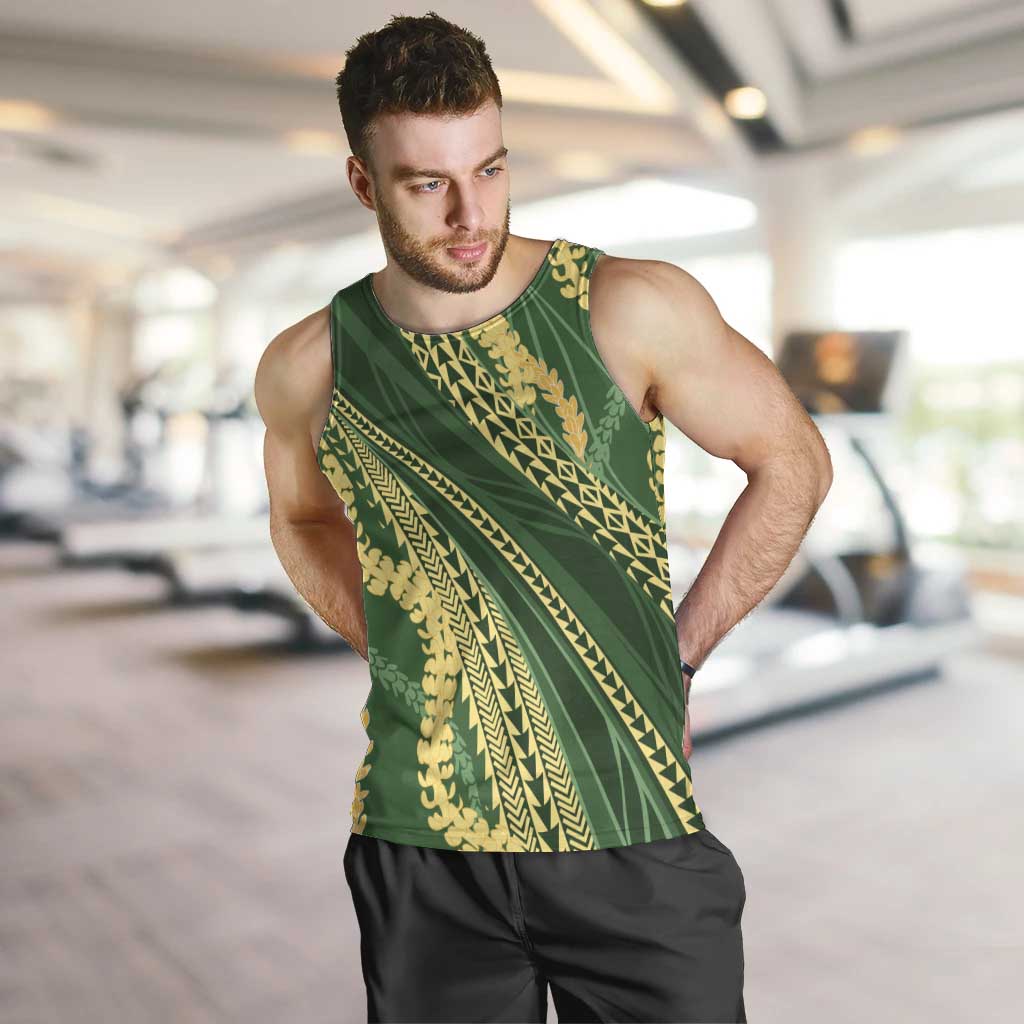Polynesian Puakeniken Pikake Twisted Lei Men Tank Top Emerald LT7 Emerald - Polynesian Pride