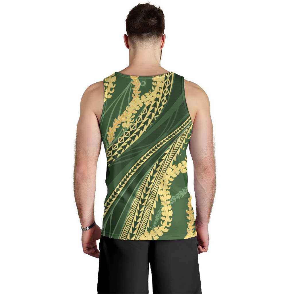 Polynesian Puakeniken Pikake Twisted Lei Men Tank Top Emerald LT7 - Polynesian Pride