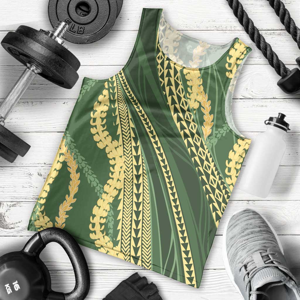 Polynesian Puakeniken Pikake Twisted Lei Men Tank Top Emerald LT7 - Polynesian Pride