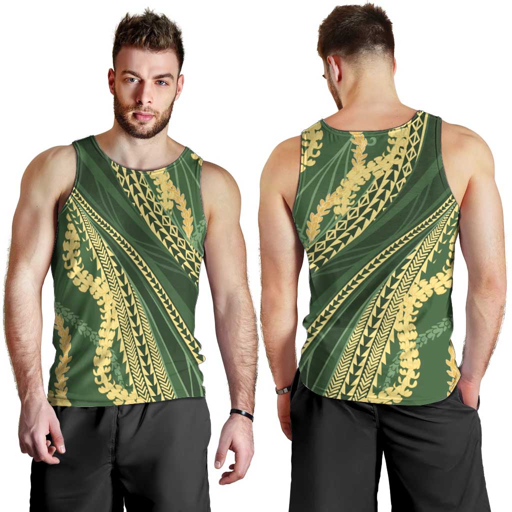 Polynesian Puakeniken Pikake Twisted Lei Men Tank Top Emerald LT7 - Polynesian Pride