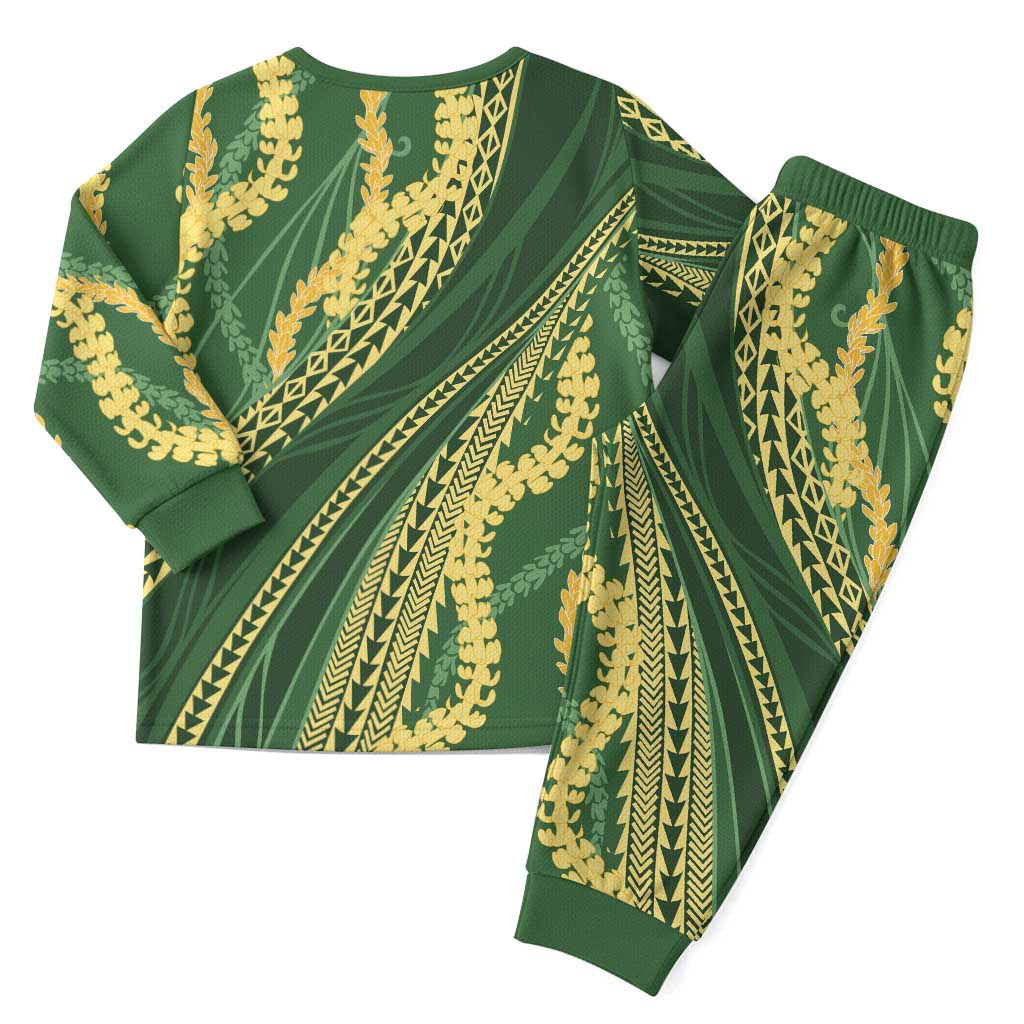 Polynesian Puakeniken Pikake Twisted Lei Christmas Pajama Set Emerald - Polynesian Pride
