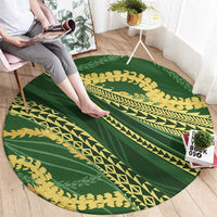 Polynesian Puakeniken Pikake Twisted Lei Round Carpet Emerald - Polynesian Pride