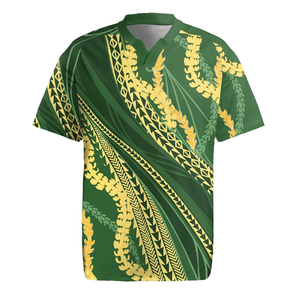 Polynesian Puakeniken Pikake Twisted Lei Rugby Jersey Emerald - Polynesian Pride