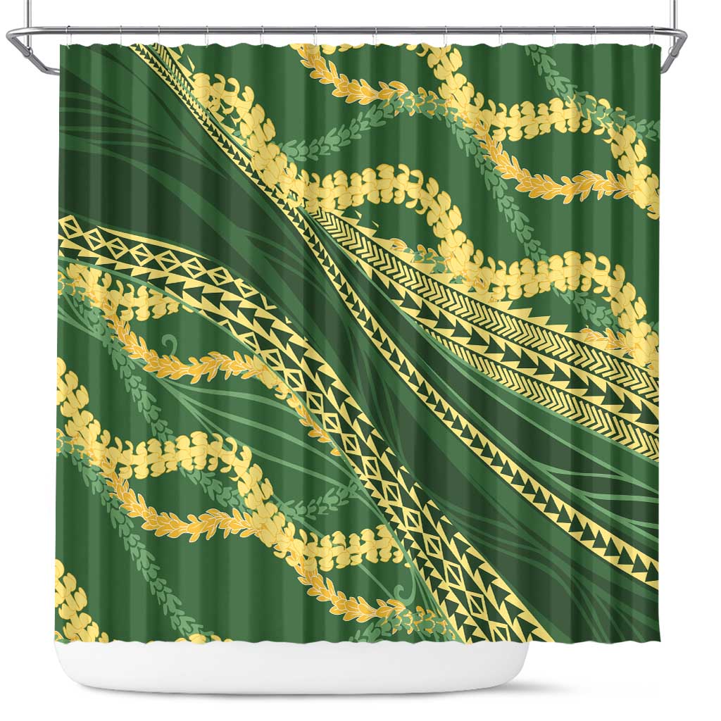 Polynesian Puakeniken Pikake Twisted Lei Shower Curtain Emerald - Polynesian Pride