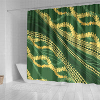 Polynesian Puakeniken Pikake Twisted Lei Shower Curtain Emerald - Polynesian Pride