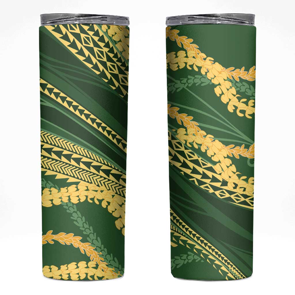 Polynesian Puakeniken Pikake Twisted Lei Skinny Tumbler Emerald - Polynesian Pride