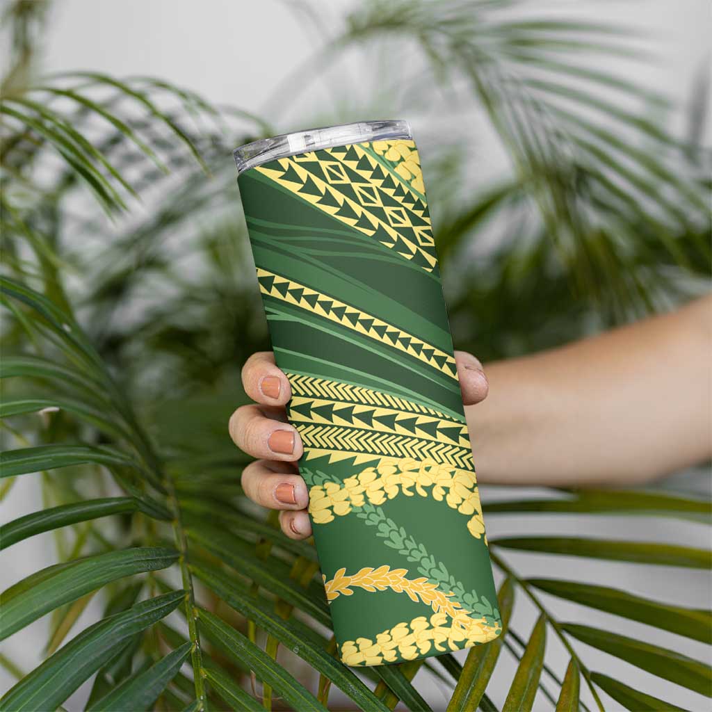 Polynesian Puakeniken Pikake Twisted Lei Skinny Tumbler Emerald LT7 - Polynesian Pride