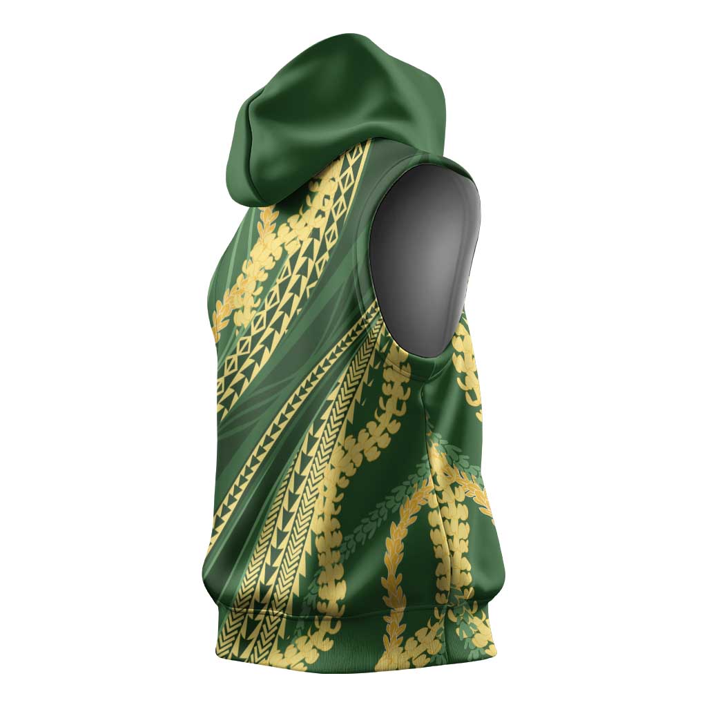 Polynesian Puakeniken Pikake Twisted Lei Sleeveless Hoodie Emerald LT7 - Polynesian Pride