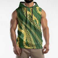 Polynesian Puakeniken Pikake Twisted Lei Sleeveless Hoodie Emerald LT7 - Polynesian Pride